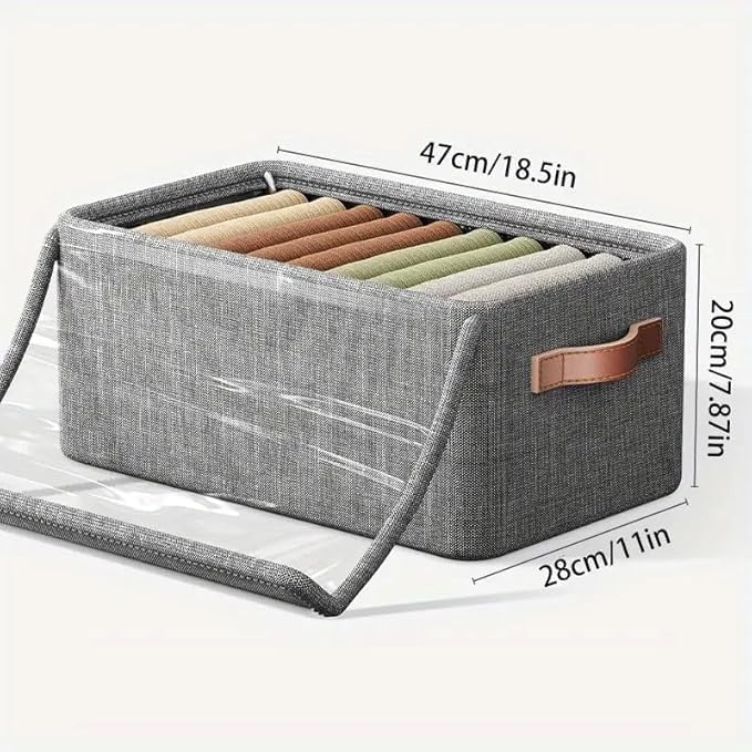 Suicune Fabric Storage Boxes Stackable Storage Bins with Clear Lids Foldable Oxford Cloth Cube Closet Organizer Baskets Clothes Containers for Towels Blankets Books - Image 3