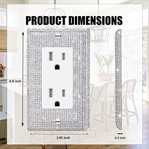 Gaocai 10 Pcs Silver Shiny Silver Golden Rhinestones Wall Plate Single Toggle Light Switch Cover Decorative Electric Outlets Durable Socket Outlet Cover - Image 3