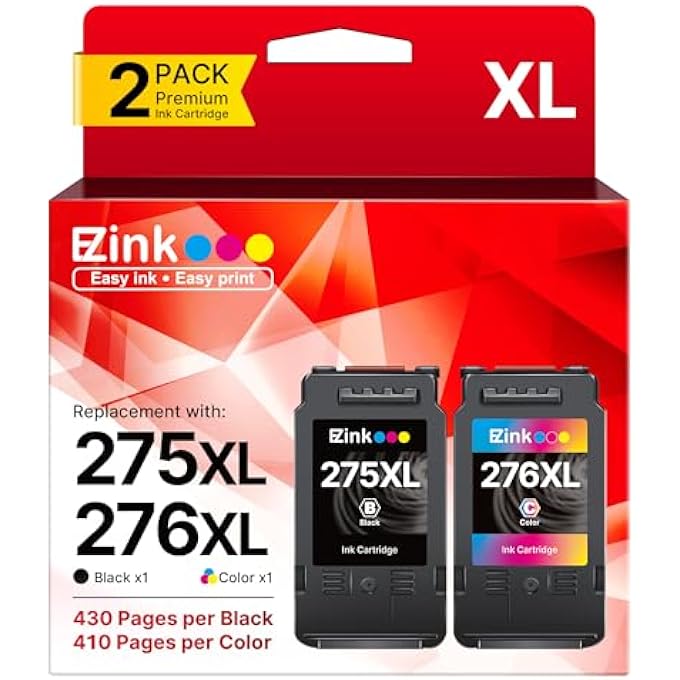 حزمة بديلة من خراطيش الحبر 275XL 276XL لجهاز كانون 275 و 276 لخراطيش الحبر لطابعات كانون PIXMA TS3520 TS3522 TS3720 TS3722 TR4720 TR4722 TR4723 (حزمة 2) - Image 1