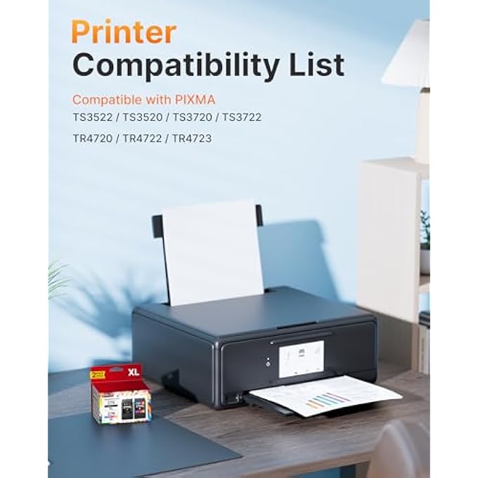 حزمة بديلة من خراطيش الحبر 275XL 276XL لجهاز كانون 275 و 276 لخراطيش الحبر لطابعات كانون PIXMA TS3520 TS3522 TS3720 TS3722 TR4720 TR4722 TR4723 (حزمة 2) - Image 3