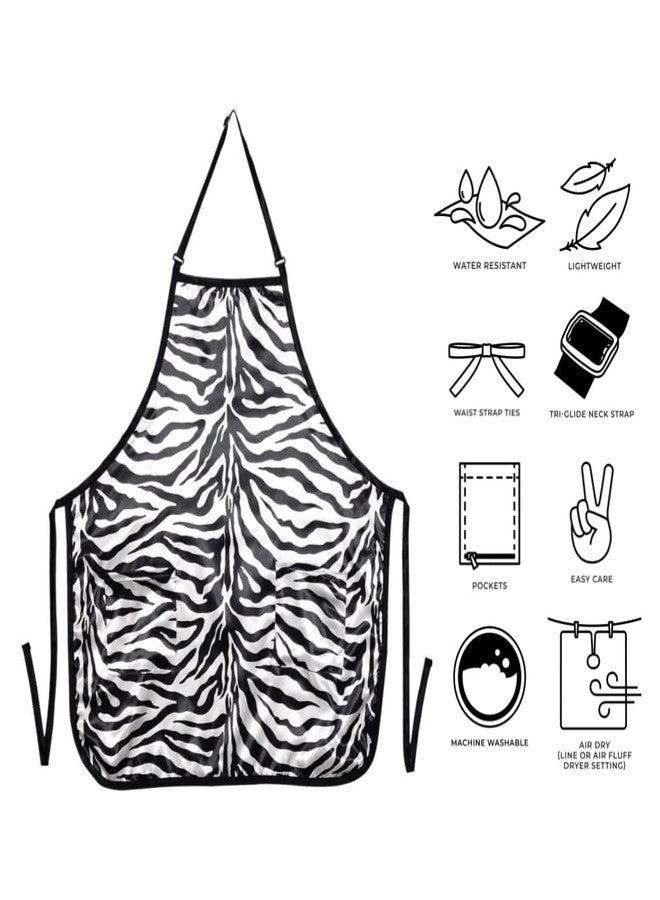 Cricket Zebra Apron Hair Stylist Cape for Salon Hairdresser Barbershop Women Men Adults Unisex Hairstylist Aprons with Pockets, Black/White - Image 4