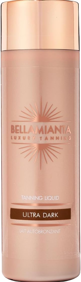 Bellamianta Instant Tanning Liquid Quick Drying Vegan Fake Tan Liquid Gold Formula Streak Free 60 Second Express Ready To Wear Self Tanner for All Skin Types 200ml Ultra Dark - Image 1
