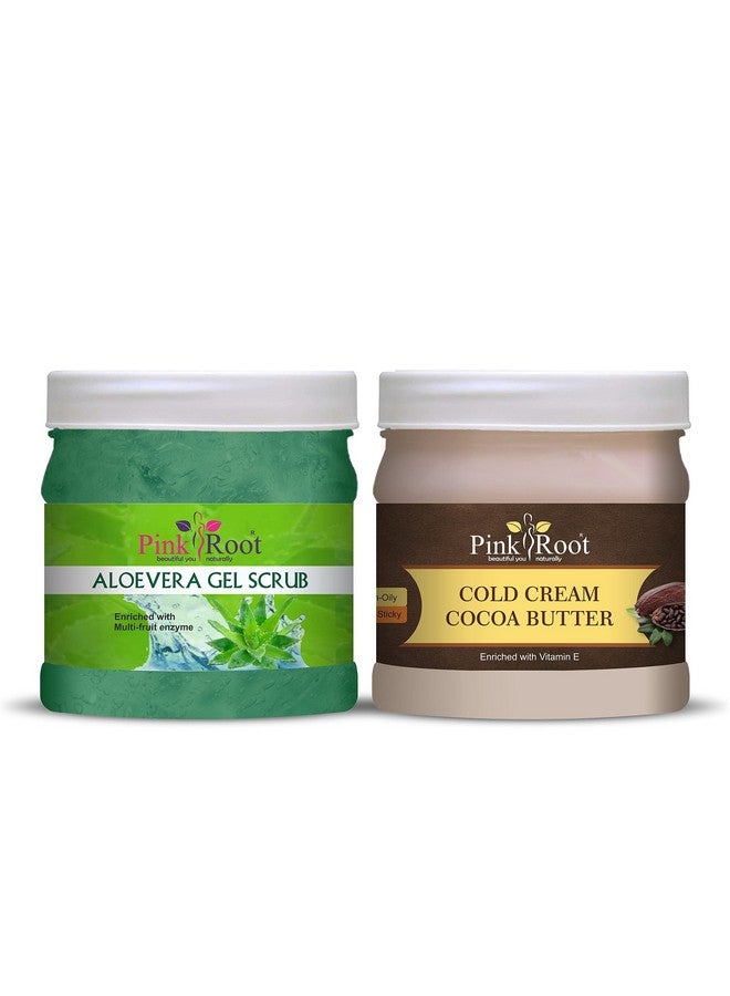 Pink Root Aloe Vera Gel Scrub 500gm with Cocoa Butter Cold Cream 500gm - Image 1