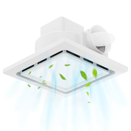 TEPU Bathroom Exhaust Fan with Light 144 CFM, 11.8In Grille, Housing 9.8" x 9.8", Duct 4 Inch, 1.0 Sone Quiet Bath Ceiling Vent Fan Combo with 6500K 1200LM LED Light, for Bathroom, Laundry, Shower - Image 1