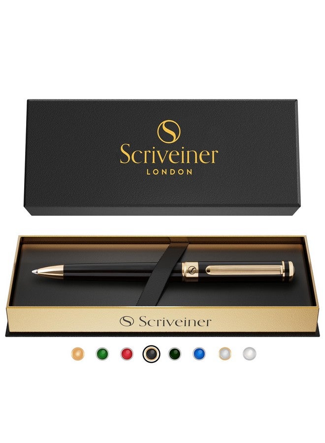 Scriveiner Black Lacquer Ballpoint Pen - Stunning Luxury Pen With 24K Gold Finish, Schmidt Black Refill, Best Ball Pen Gift Set For Men & Women, Professional Executive Office, Nice Fancy Designer Pens - Image 1