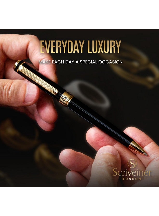 Scriveiner Black Lacquer Ballpoint Pen - Stunning Luxury Pen With 24K Gold Finish, Schmidt Black Refill, Best Ball Pen Gift Set For Men & Women, Professional Executive Office, Nice Fancy Designer Pens - Image 5