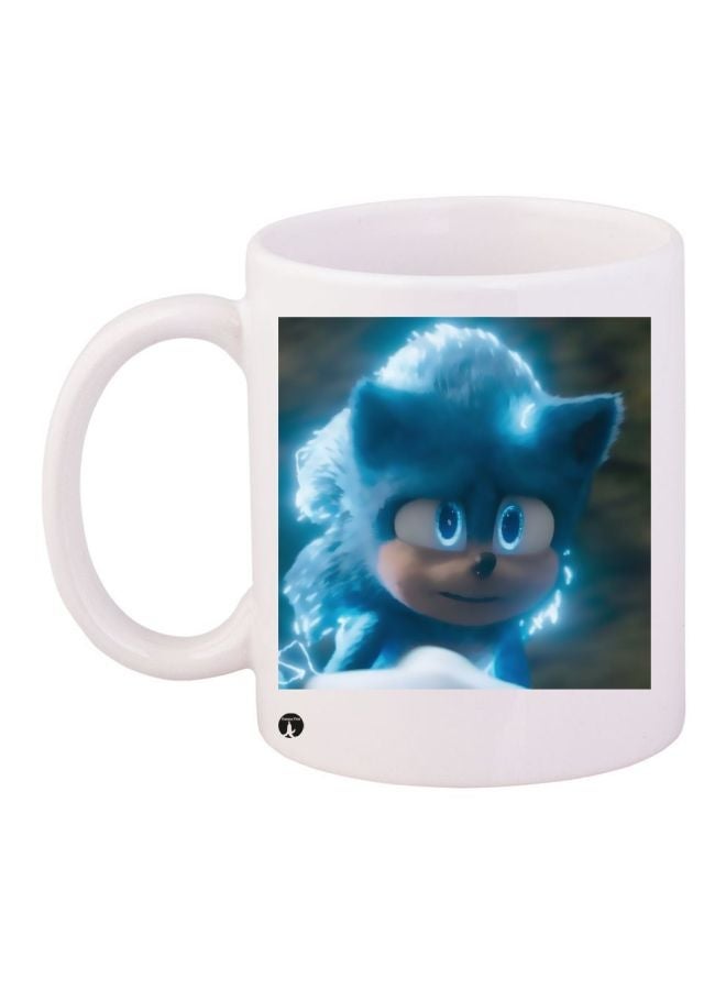 Cartoon Printed Coffee Mug White/Blue/Beige 11ounce