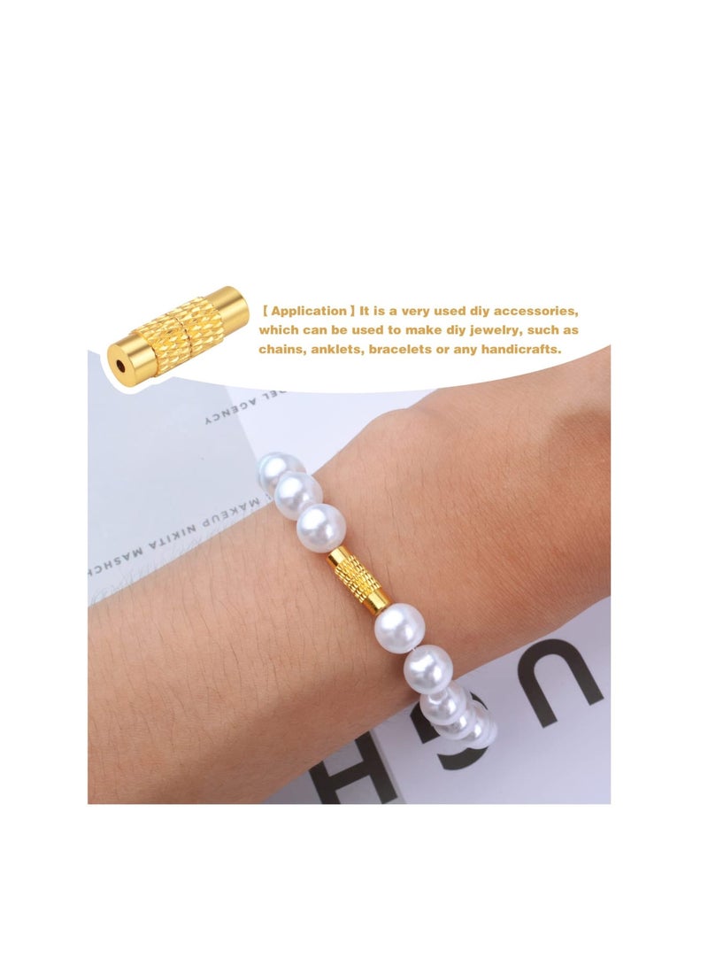 Zikra Screw Twist Clasps, Suntown Brass Jewelry End Tip Caps Tube Fastener Cord End Caps DIY Decoration Accessories for Bracelet Necklace Craft Supplies Golden and Silver 12 mm x 4.2 mm (50pcs) - Image 4