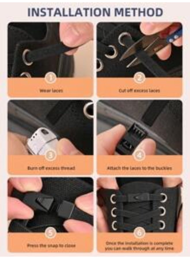 زوج من أربطة الأحذية السهلة ذاتية الربط مع مشبك قابل للتبديل – قابلة للتعديل لتناسب الأحذية الرياضية واليومية للرجال والنساء - Image 4