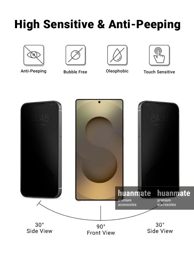 huanmate Samsung Galaxy S25 Ultra Privacy Screen Protector – Premium Edge to Edge Anti Spy Privacy Tempered Glass, Oleophobic Coating, Delicate Touch, Anti-Explosion, Smooth Arc Edge, Easy Installation  - Image 3