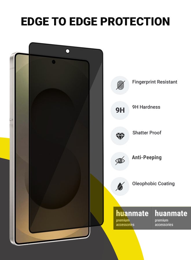 huanmate Samsung Galaxy S25 Ultra Privacy Screen Protector – Premium Edge to Edge Anti Spy Privacy Tempered Glass, Oleophobic Coating, Delicate Touch, Anti-Explosion, Smooth Arc Edge, Easy Installation  - Image 2