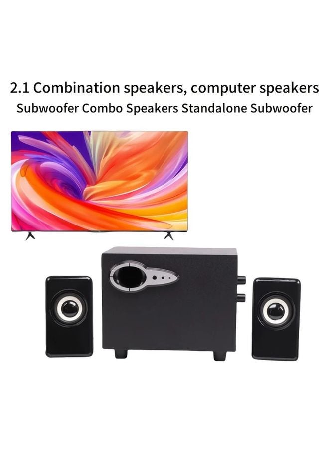 Black Wooden Cavity Subwoofer Computer Speakers USB Plug And Play Heavy Bass For PC Laptop - Image 3