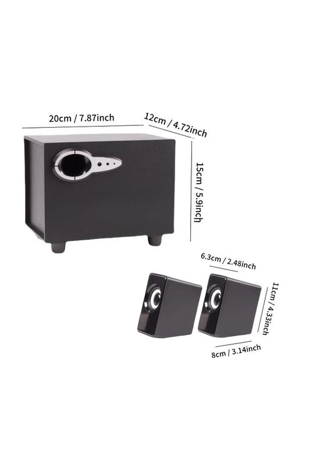 Black Wooden Cavity Subwoofer Computer Speakers USB Plug And Play Heavy Bass For PC Laptop - Image 2