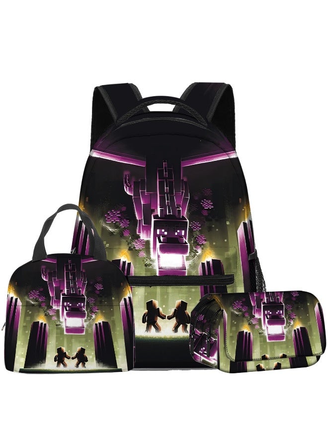 My World 3D New Product Minecraft School Backpack for Kids and Students, Double-Layer Pencil Case, 29-Piece Set - Image 1