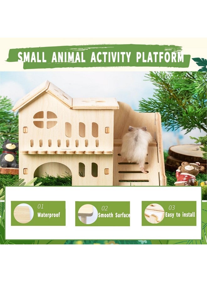 Generic Fulxposs Hamster Cage Accessories,Hamster Hideout,Small Pets Activity Toy Woodland House,Wooden Rat Playground Platform Habitats Decor for Hamster Mice Gerbils Mouse(Villa Style)  - Image 5