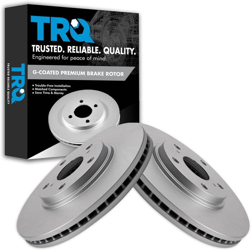TRQ Front Brake Rotor Set G Coated Vented Compatible with 1999-2003 Lexus RX300 2004-2006 ES330 2002-2004 Toyota Camry - Image 1