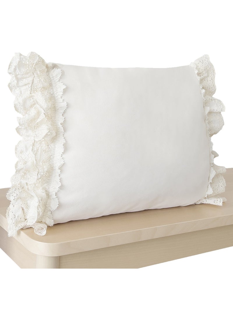 Ritmo Home Frilly Vintage Lace Bohemian Style Cream Throw Pillow Cover  - Image 1
