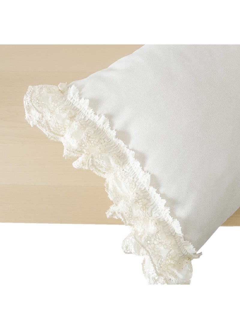 Ritmo Home Frilly Vintage Lace Bohemian Style Cream Throw Pillow Cover  - Image 3