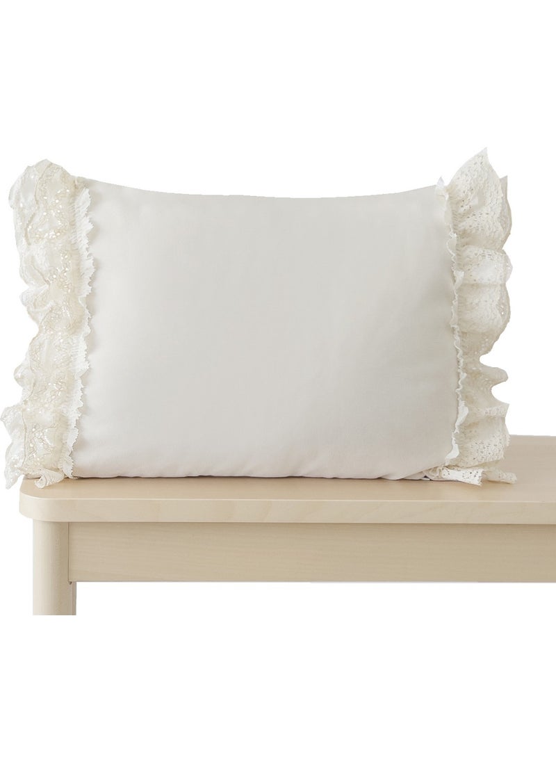 Ritmo Home Frilly Vintage Lace Bohemian Style Cream Throw Pillow Cover  - Image 2