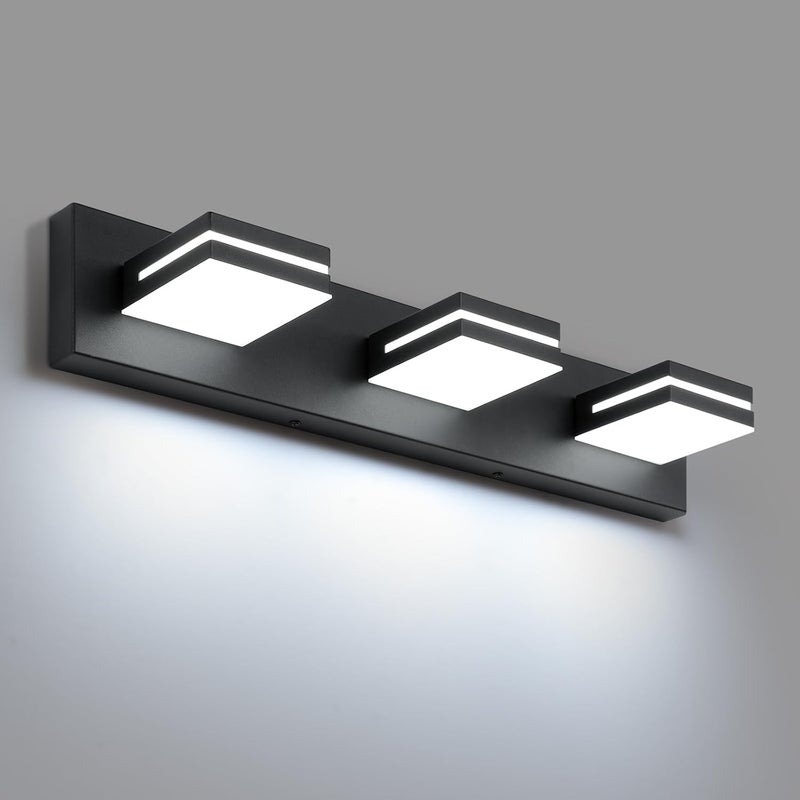 SineRise LED Modern Bathroom Vanity Light Fixture - 3-Light, 24-Inch, Matte Black - Image 1