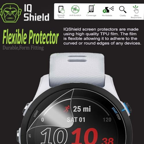 IQShield Screen Protector Compatible with Garmin Forerunner® 265 (6-Pack) Anti-Bubble Clear TPU Film - Image 3