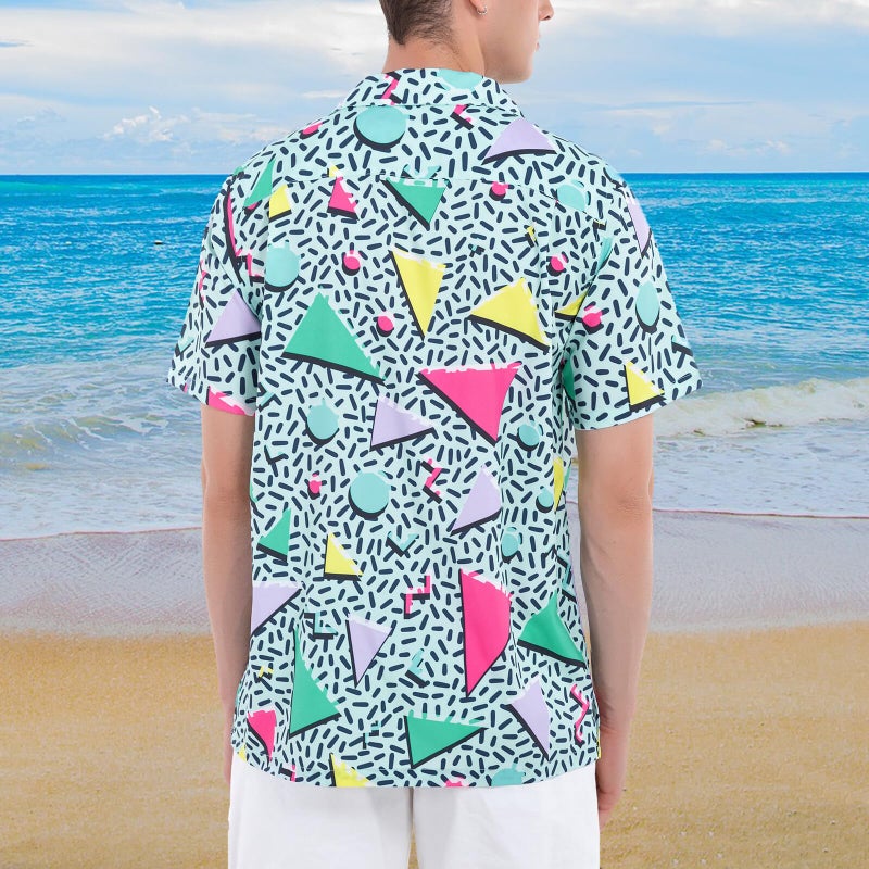Artsadd 80s Outfit for Men Hawaiian Shirt 90s Shirts Button Down Retro 80's Themed Party Outfits Disco Costume Beach Clothes L - Image 3