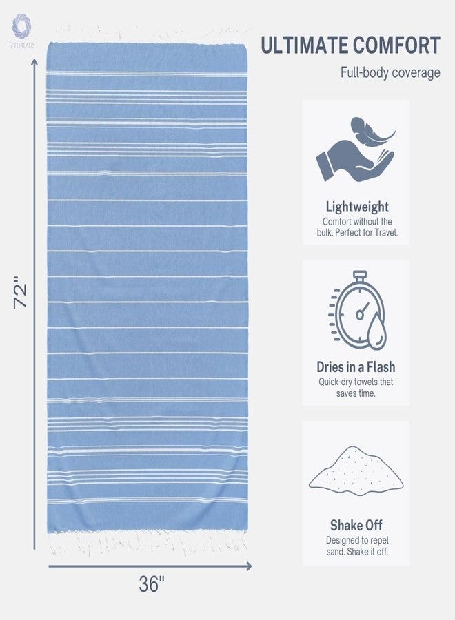 9Threads 100% Cotton Turkish Beach Towel with Bag Towels Oversized 36"x72" Pool Absorbent Extra Large Quick Dry Sand Travel Towel (Azure Bliss, 4 Pack) - Image 5