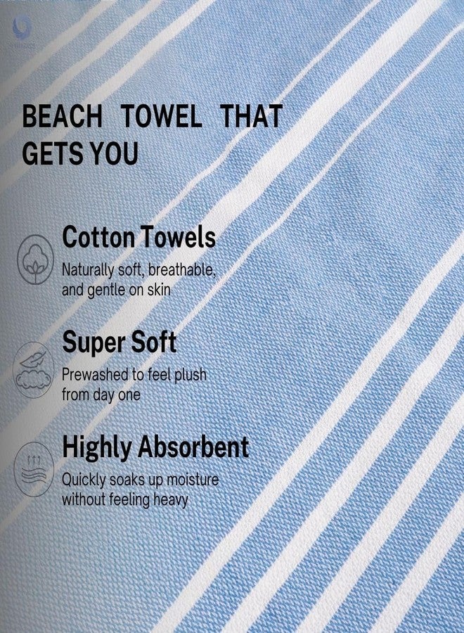 9Threads 100% Cotton Turkish Beach Towel with Bag Towels Oversized 36"x72" Pool Absorbent Extra Large Quick Dry Sand Travel Towel (Azure Bliss, 4 Pack) - Image 3