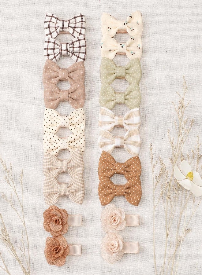 CellElection Baby Girls Hair Bow Clips,Tiny Bows Cotton Fully Lined Hair Clips Fine Hair for Girls Infants Toddlers 20pcs - Image 3