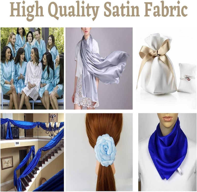 Filloxy Plain Silky Shine Satin Fabric Material for Fashion Design Stitching Multiple Use Includes Dress, Pillow Cover, Designer Cloths, Home Decor Material - 44" Hight (Navy Blue, 2 Meter) - Image 5