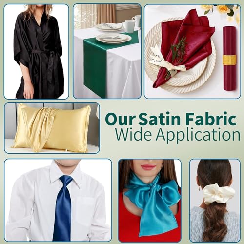 Filloxy Plain Silky Shine Satin Fabric Material for Fashion Design Stitching Multiple Use Includes Dress, Pillow Cover, Designer Cloths, Home Decor Material - 44" Hight (Navy Blue, 2 Meter) - Image 4