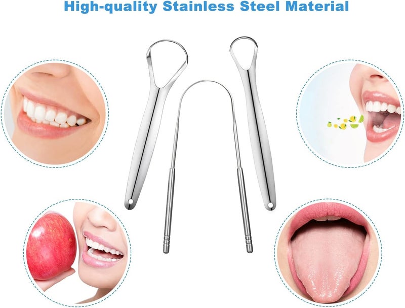 YLYL 3 PCS Metal Tongue Scraper, Tongue Scrapers for Adults, Stainless Steel Tounge Scrappers, Tounge Scraper, Portable Tongue Scrappers - Image 5