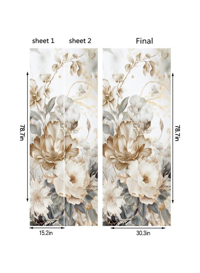 REDAMANCY Vintage White Grey Peony Florals Peel and Stick Door Stickers Vinyl Mural Decals Decor Modern Wallpaper Self-Adhesive, Waterproof, Removable - Image 2