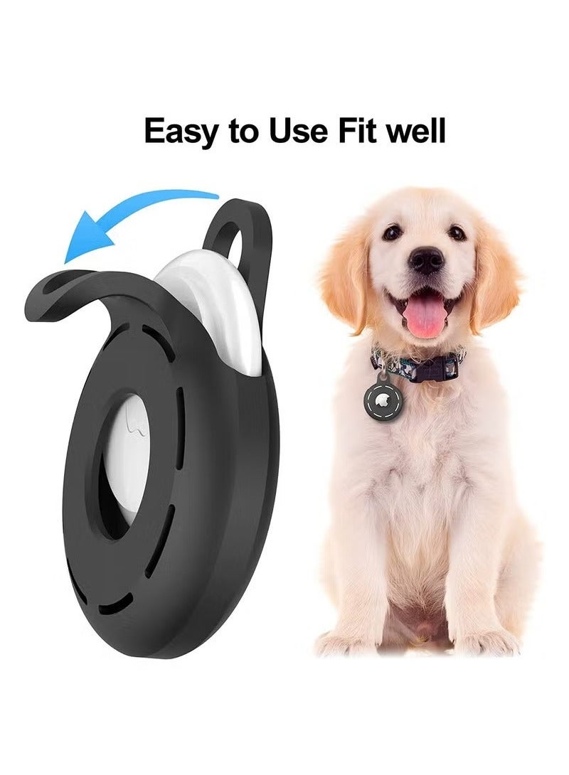 AirTag Holder Soft Silicone Case 4 Pack with Keychain Accessories for Easy Attachment to Wallets Keys and Pet Collars Black  - Image 3