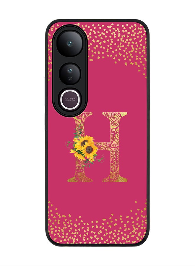 Stylizedd For vivo V50 Lite Case,Slim fit Camera Protection, Shockproof Thin Phone cover  - Custom Floral Monogram - H ( Deep Pink )