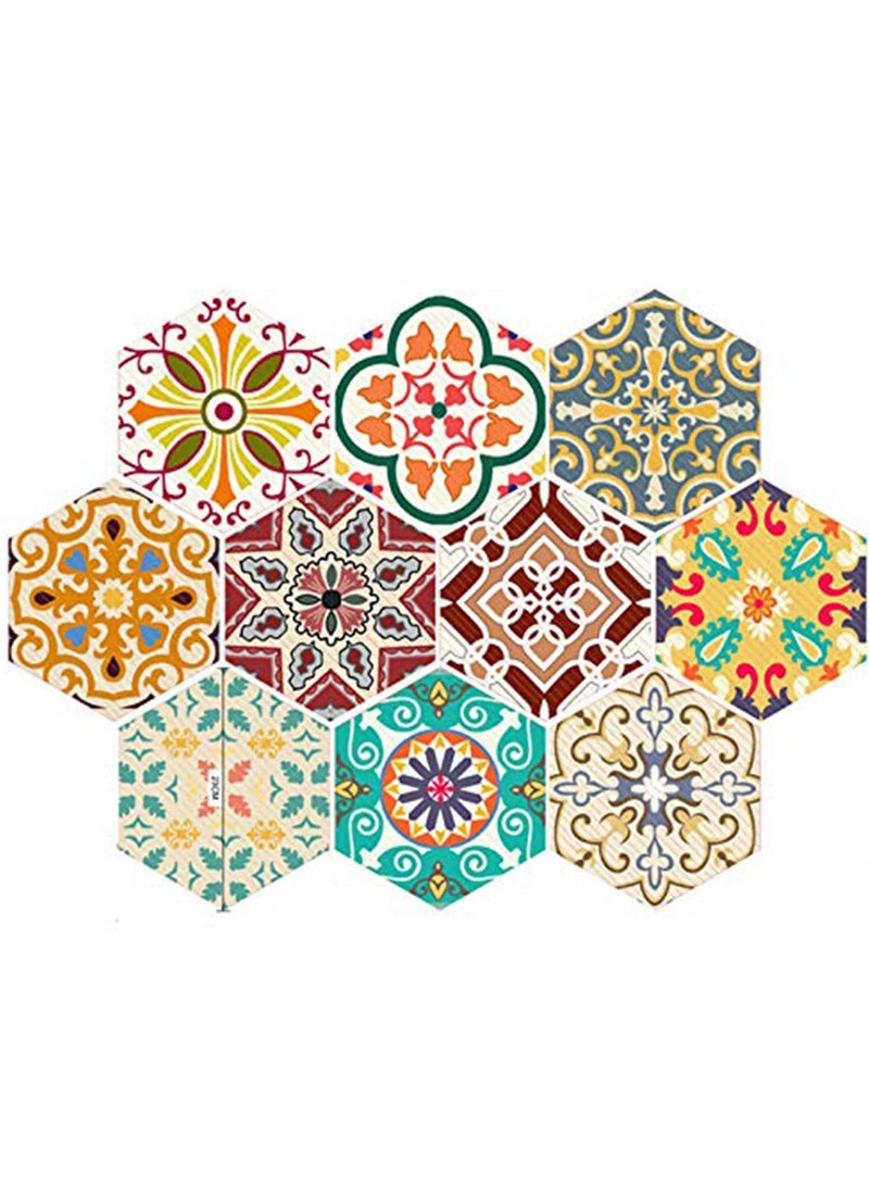 Suntown Hexagon Non-Slip Floor Sticker, 10 Pcs Waterproof Anti-Skid Peel and Stick Tile Backsplash Stickers, Self-adhesive Floor Sticker DIY Art Decal Kitchen Bathroom Bedroom Home Wall Decoration - Image 1