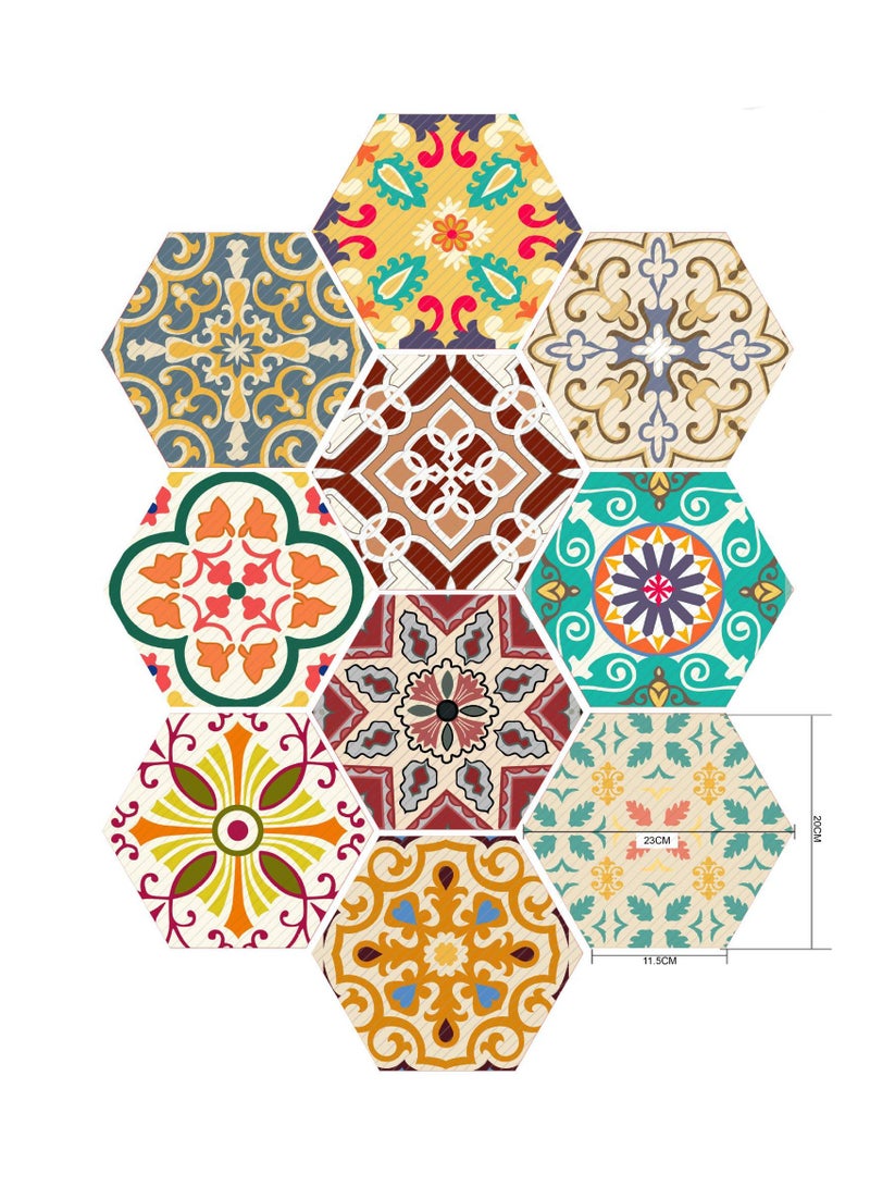Suntown Hexagon Non-Slip Floor Sticker, 10 Pcs Waterproof Anti-Skid Peel and Stick Tile Backsplash Stickers, Self-adhesive Floor Sticker DIY Art Decal Kitchen Bathroom Bedroom Home Wall Decoration - Image 2