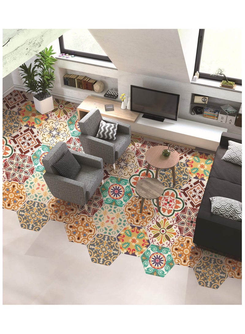 Suntown Hexagon Non-Slip Floor Sticker, 10 Pcs Waterproof Anti-Skid Peel and Stick Tile Backsplash Stickers, Self-adhesive Floor Sticker DIY Art Decal Kitchen Bathroom Bedroom Home Wall Decoration - Image 3