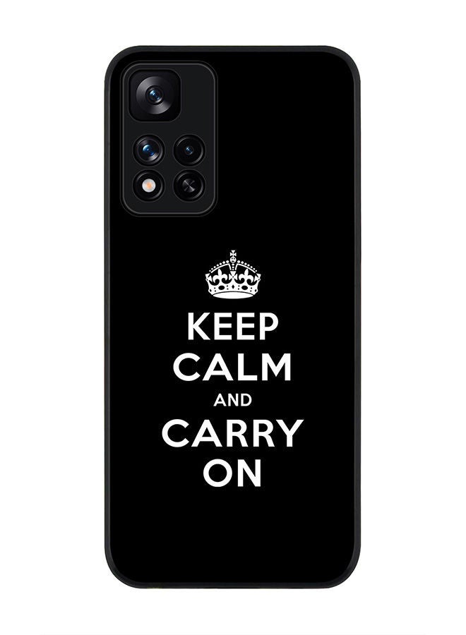 Stylizedd Rugged Black edge case for Redmi Note 11 Pro Plus 5G Slim fit Soft Case Flexible Rubber Edges Anti Drop TPU Gel Thin Cover - Keep calm and carry on - Image 1