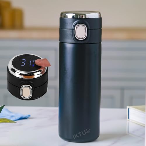 IKTU Vacuum Insulated Water Bottle with LED Temperature Display SUS304 Stainless Steel Flask (Black, 420 ML) - Image 1