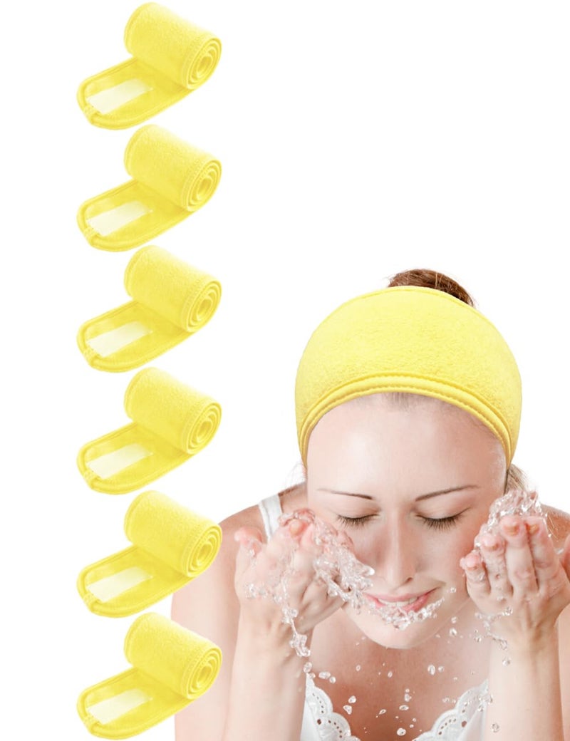 Spa Head Wrap - Non-slip, Stretchable, Washable Makeup Headband for Face Wash & Facial Treatment - Sport Fits All - White (Yellow Lemon)