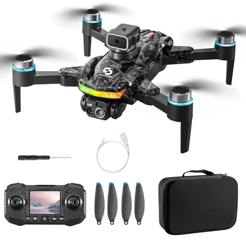 Remote with Screen Drone with Camera for Adult1080P RC Drone with Flashing LightsSmart Obstacle Avoidance FPV for Beginners with 8G Flashdrive and Card Reader