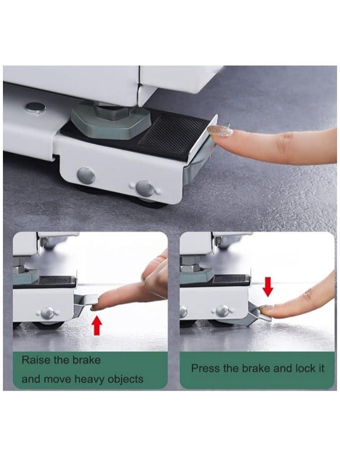 حامل ثلاجة - قاعدة غسالة متحركة متعددة الاستخدامات، قابلة للتعديل والتحريك مع عجلات، مثالية للثلاجات والغسالات والمجففات، قاعدة بعجلات دوارة قابلة للتمدد، قاعدة معدنية شديدة التحمل، حامل قاعدة للأثاث والأجهزة الثقيلة، مناسب لثلاجات باب واحد وباب مزدوج، دعامة تثبيت مع فرامل للتحكم، ، قاعدة غسالة أوتوماتيك، قاعدة غسالة فوق أوتوماتيك، قاعدة ثلاجة ، قاعده تلاجة  (اللوان متعددة) - Image 2