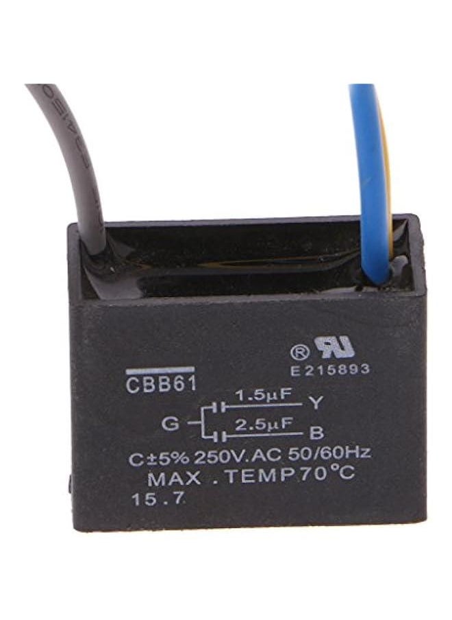 Generic - Black CBB61 1.5uF+2.5uF 3 Wires 250V 50/60Hz Capacitor for Ceiling Fan Aluminum Electrolytic Capacitor Fixed Filter Assorted Electronic Component Frequency Low Impedance Polyester Power - Image 1