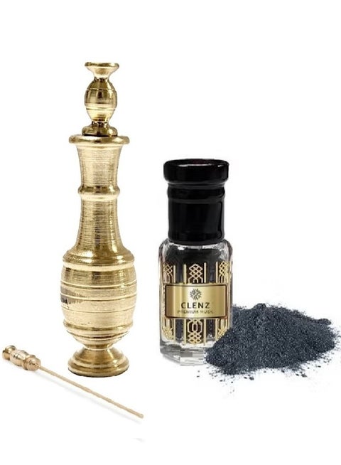 100% Natural Ithmid Kohl + Golden Pure Copper Bottle - Half Tola