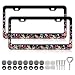LIN KANG 2PCS Colorful Butterfly Flower License Plate Frame Floral License Plate Holder Universal Aluminum Metal Auto Parts RustProof Waterproof Car Decorative Tag Frames for Standard US 12x6 Inch - Image 2