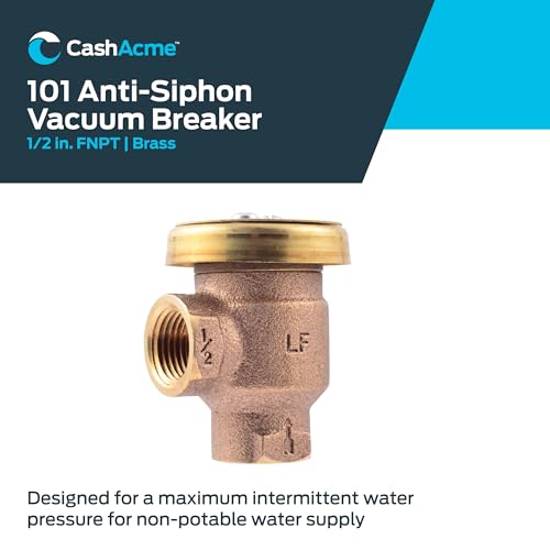 Cash Acme كاش أكمي 1/2 بوصة V-101 صمام كسر الفراغ المضاد للسيفون، تركيبة سباكة نحاسية، 17383-0000F - Image 2