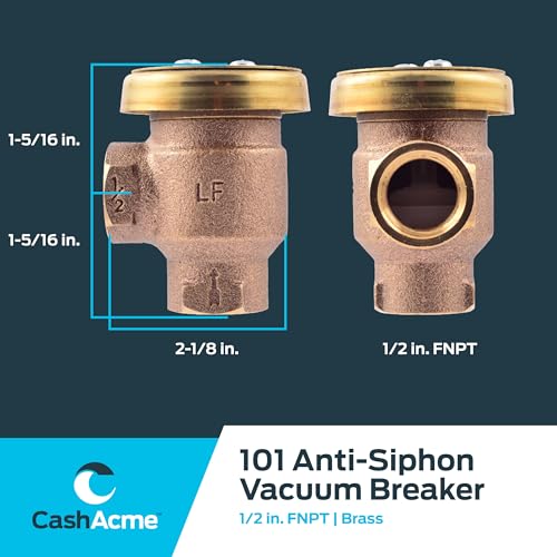 Cash Acme كاش أكمي 1/2 بوصة V-101 صمام كسر الفراغ المضاد للسيفون، تركيبة سباكة نحاسية، 17383-0000F - Image 5