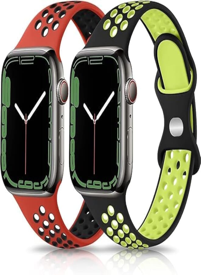 Next Next Store 2 Pack Lace Silicone Sport Band Compatible with iWatch Series 1/2/3/4/5/6/7/8/9 Series Ultra2 42mm 44mm 45mm 49mm