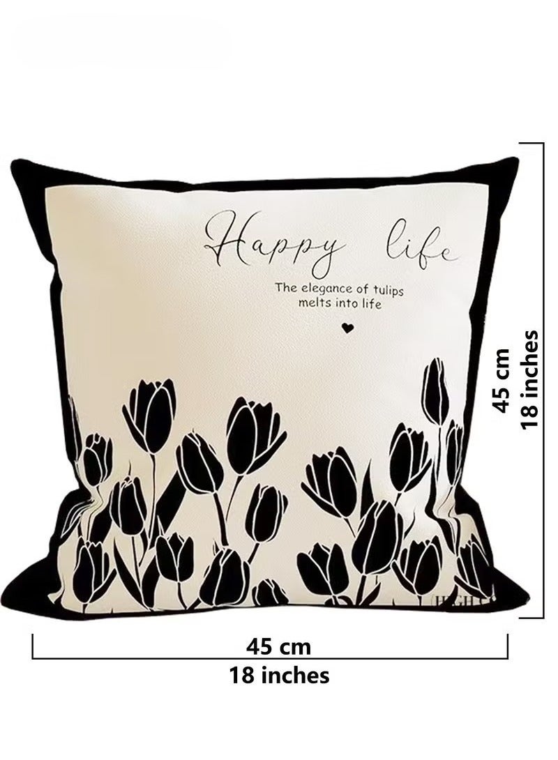 Pillow Covers Set of 4, Throw Pillow Cover, Short Plush Cushion Cover, Decorative Nature Plant Cushion Covers 45cm x 45cm,For Living Room Sofa Couch Bed Pillowcases 18x18 inches（Double sided pattern） - Image 2